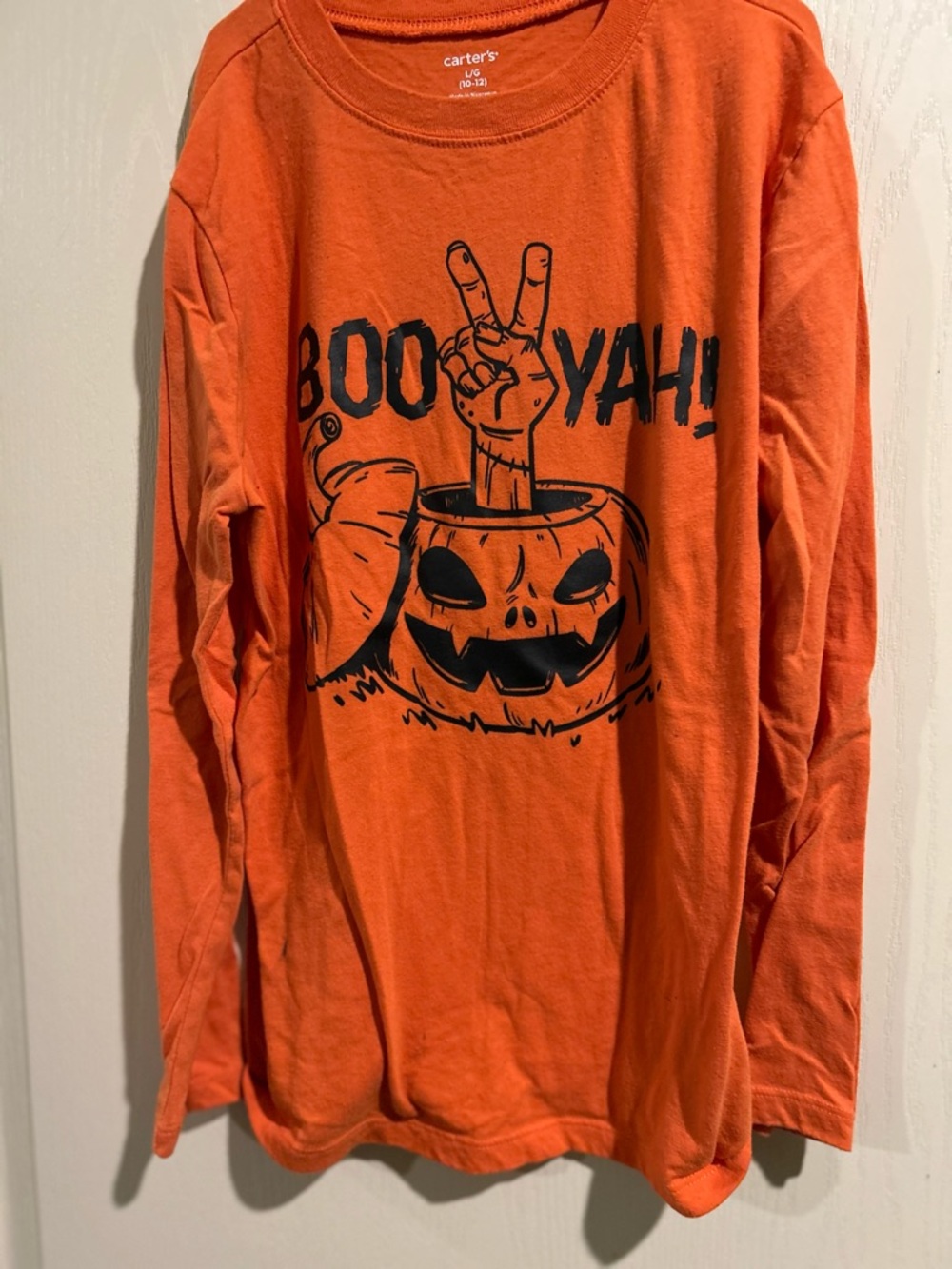 Carter's Orange Halloween Pumpkin 'Boo Yah' Long Sleeve Tee